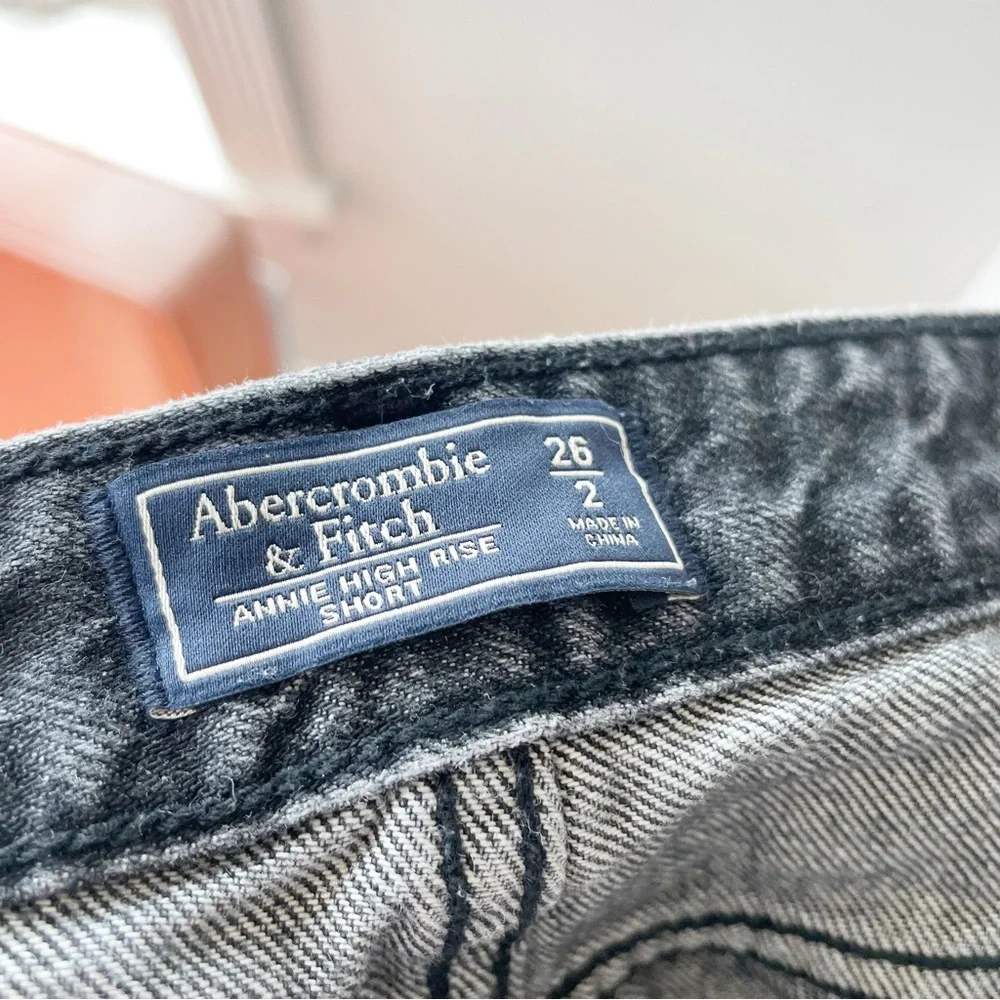 Abercrombie Black Denim Distressed Annie High Rise Shorts | 26 - Picture 8 of 8